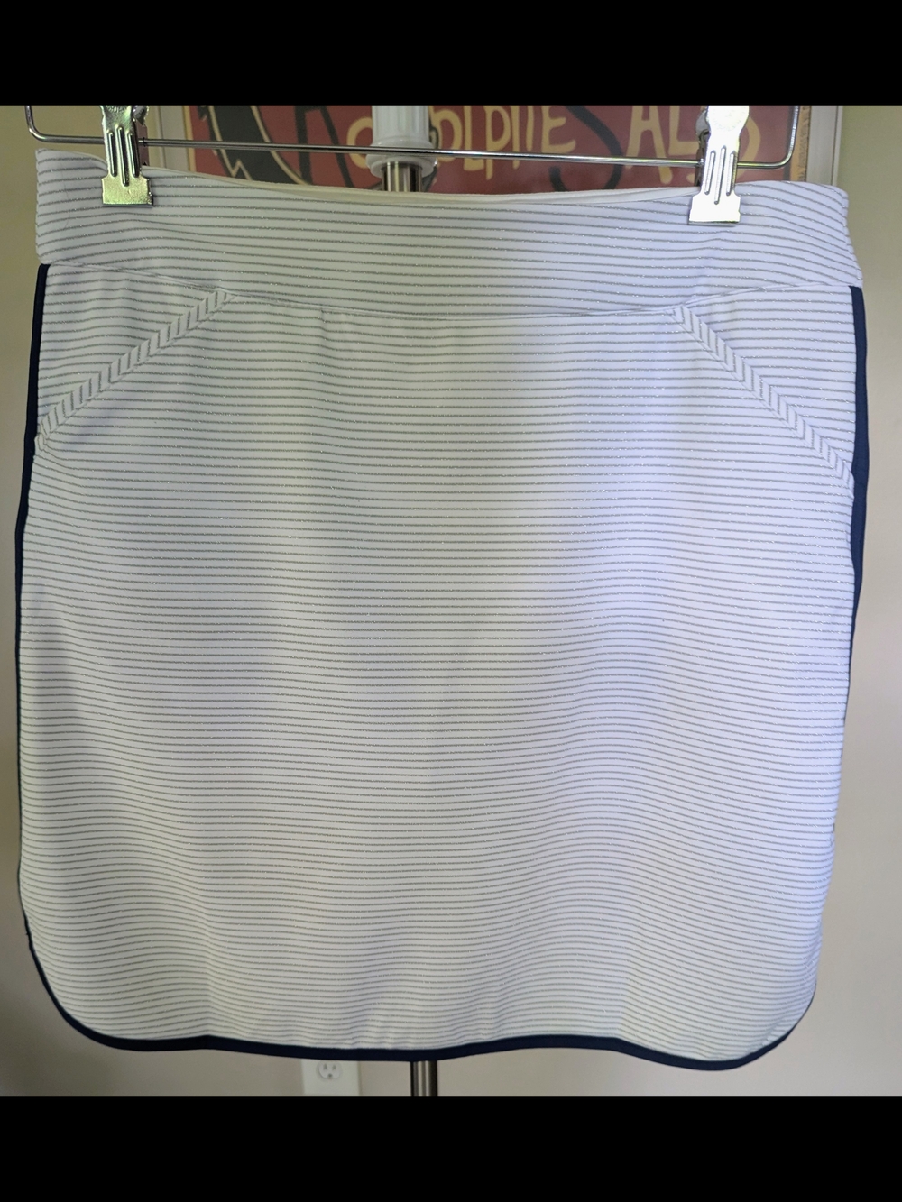 Peter Millar White and Navy Striped Golf Skort